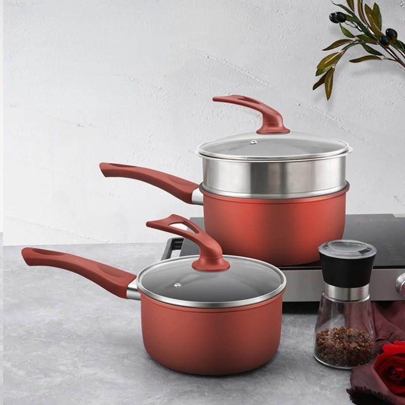 

Non Stick Milk Pot Food Pot Frying Pan Cooking Tool Tableware Noodle Milk Pot with Lid Soup Stock Pan Cookware Gas Stove Kitchen