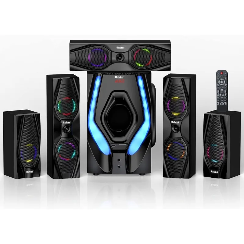 

Bobtot Home Theater Systems Surround Sound Speakers - 1200 Watts 10 inch Subwoofer 5.1/2.1 Channel Audio Stereo System