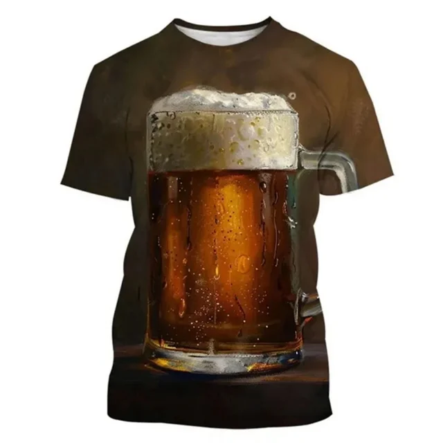 Fashion Men's T-Shirt 3D Beer Print Short Sleeve T-Shirts Summer Man Designer Clothes O-Neck Short Sleeve Tee Tops Man T Shirts 2