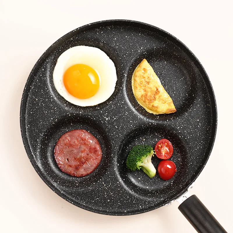 Poêle à omelette multifonction à quatre trous, pour œufs, jambon, gâteau,  poêles à frire, sans fumée d'huile, marmite pour petit déjeuner - AliExpress