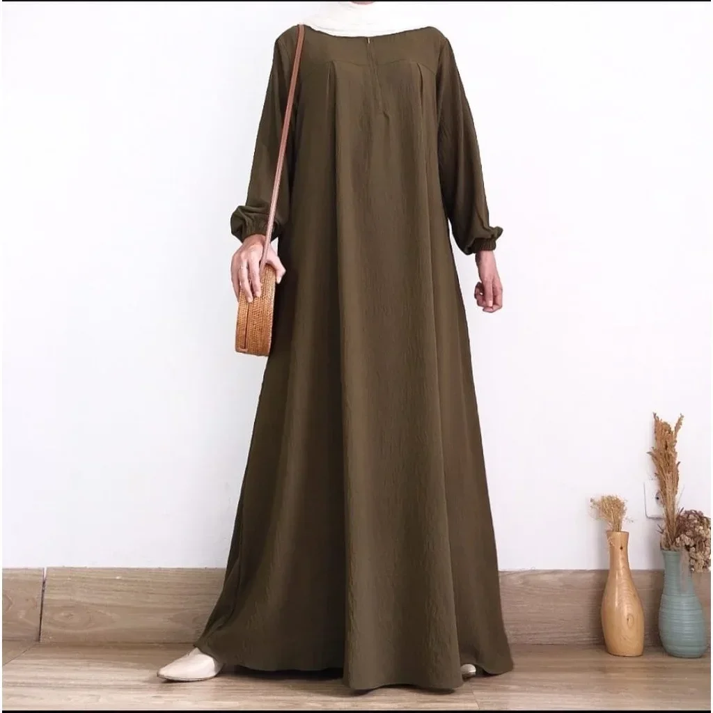 Elegant Muslim Long Dress Casual Prayer Abaya Zipper for Women Turkey Arab Kaftan Hijab Robe Islamic Party Ramadan Eid Jilbab
