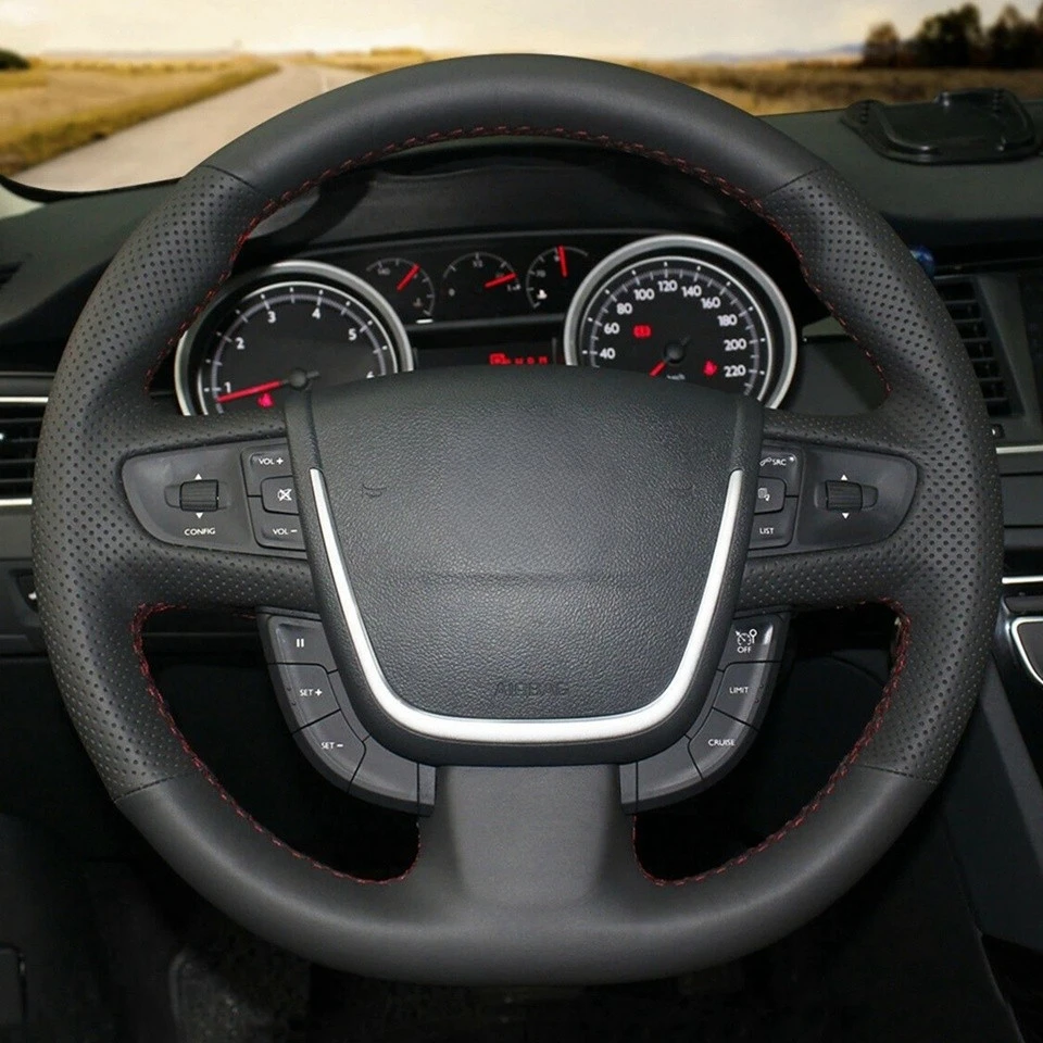 Rutschfeste schwarze Kunstleder-Lenkradabdeckung für Peugeot 508 2011–2018/508 SW 2011–2018, Autozubehör – Detail 1
