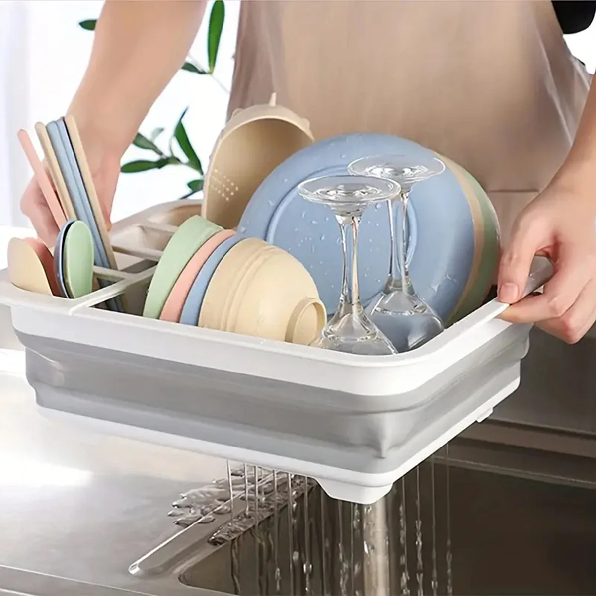 Kitchen Dish Rack Foldable Dish Drainer Folding Drainer cutlery organizer flatware organizer silverware organizer Flatware Rack Fruit Basket Organiser