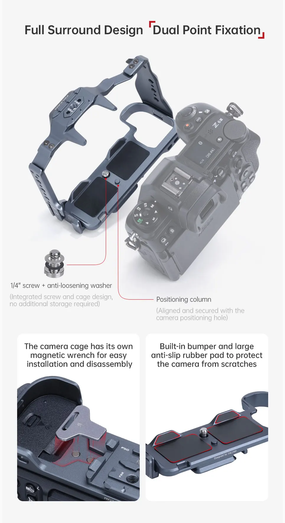 Camera Cage Kit for Nikon Z6iii Suitable for F22&F38&F50 Quick Release System