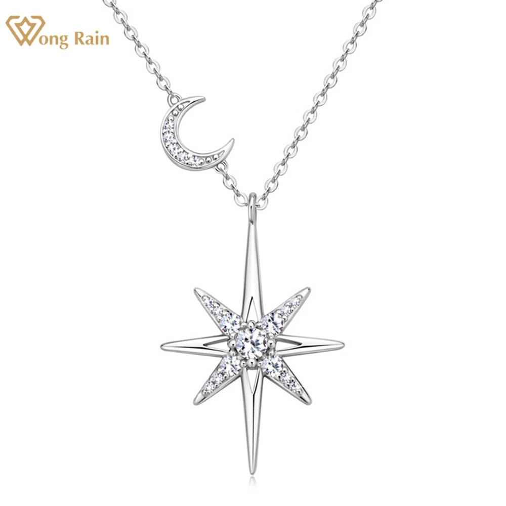 

Wong Rain 18K Gold Plated 925 Sterling Silver VVS1 3EX D Star Real Moissanite Diamonds Sparkling Necklace Pendant Jewelry GRA