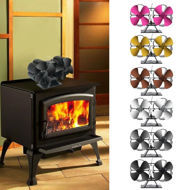 Double Motor 8 Blades Heat Powered Stove Fireplace Eco Fan Silent Fuel  Saving Wood Log for BURNER - AliExpress