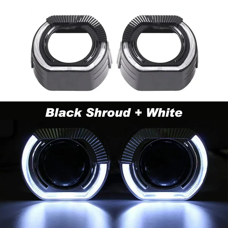 Car Headlight shrouds 2.5 Inch 3 Inch integrated Shroud Cover LED Angel Eyes for Projector Lens Headlight Decoration Accessories
