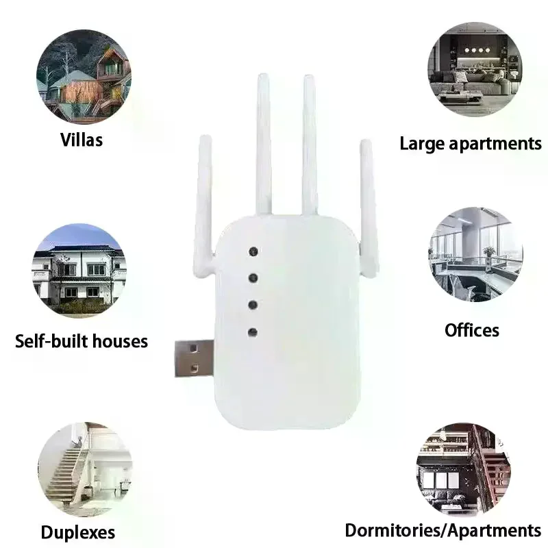 24G WiFi 신호 확장기 300Mbps 무선 리피터, 시골 및 도시 가정의 커버리지 향상