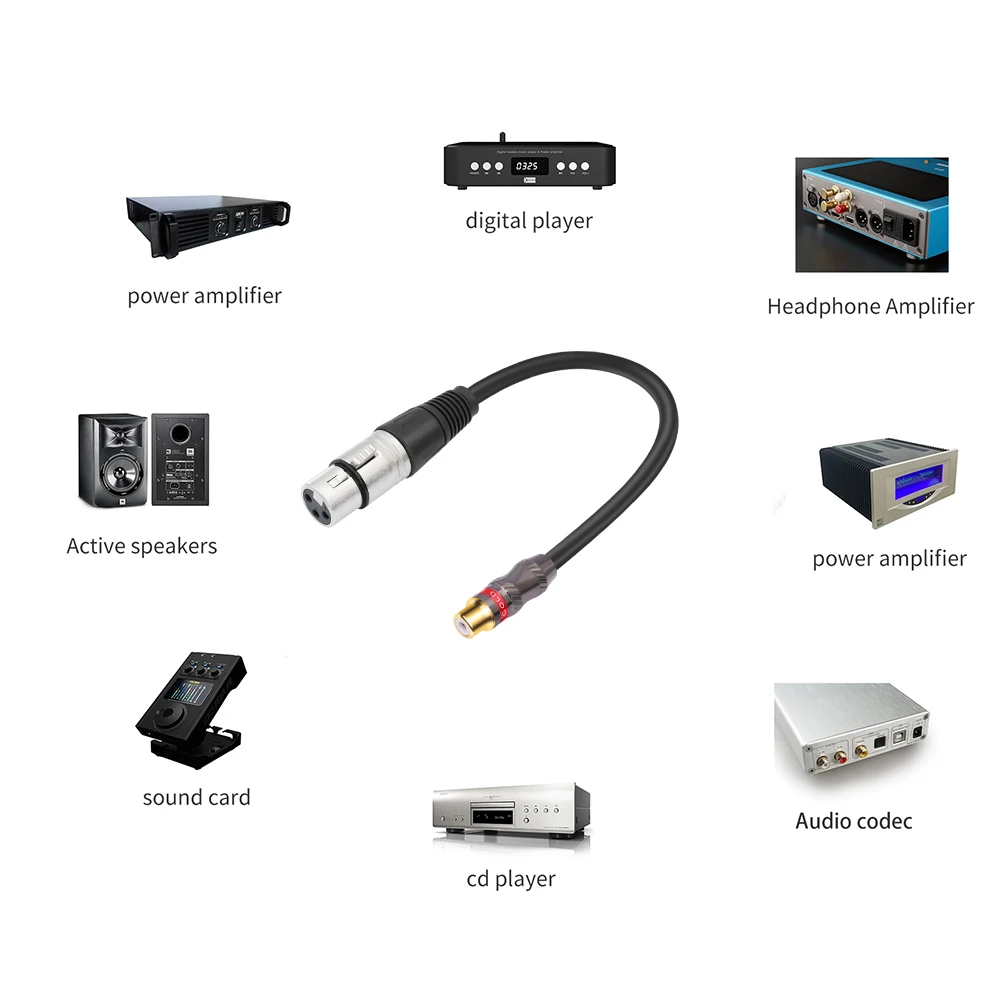 30Cm RCA Female To 3Pin-XLR Female Adapter Cable RCA Female To 3Pin-XLR Female Adapter Cord for Speaker