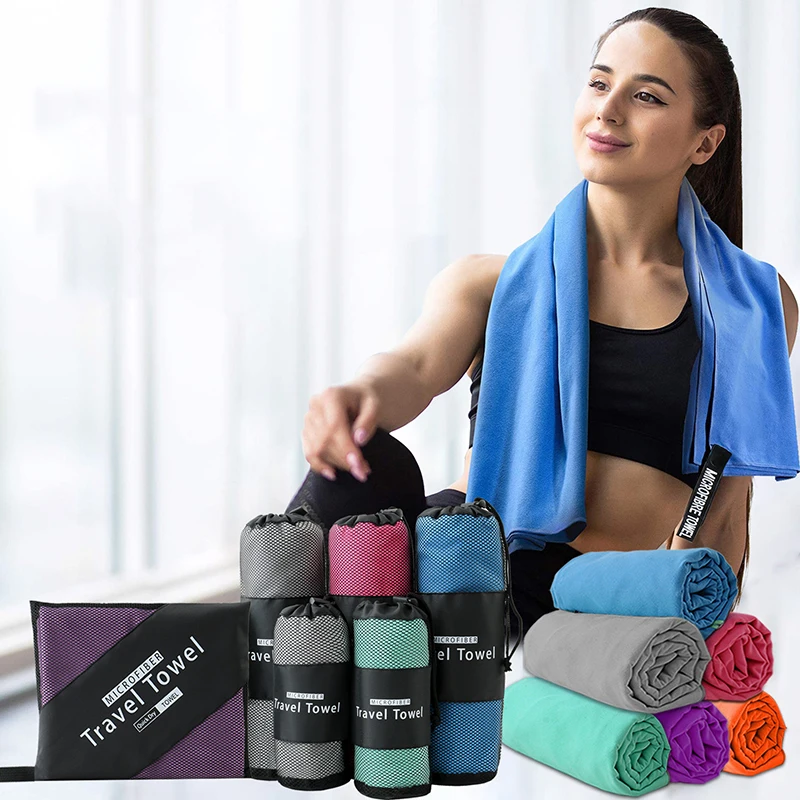 Exercise Towel Sport Microfiber Quick Dry Pocket Towel Portable Ultralight Absorbent Large for Swimming Fitness Yoga Beach