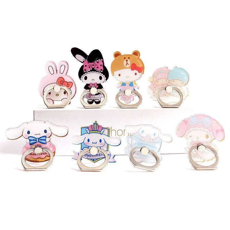 

Cartoon My Melody Cinnamoroll Dog Phone Holder Ring Grip Dolls Accessoriew Acrylic Figure Ring for Mobile Phone Support Toys