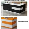 Modern L-Shaped Reception Desk with Hutch and Lockable Drawer & Cabinet, Office Wooden Computer Front Desk, Retail Counter 4