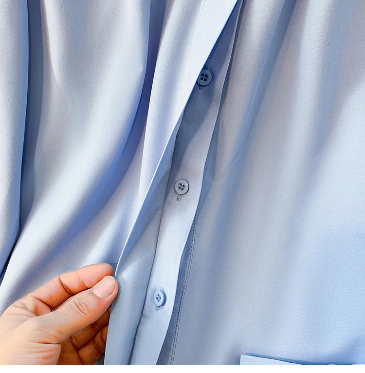 2026 Weiße Revers-Langarm-Französische Bluse Frühling Herbst neue koreanische Version Die lose Plus-Size-Temperament-Berufshemden – Detail 7