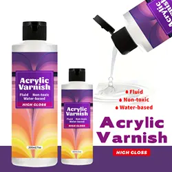 High Gloss Acrylic Varnish - 200ML Protective Clear Coat, Non - Yellowing Waterproof Sealant (60ML)