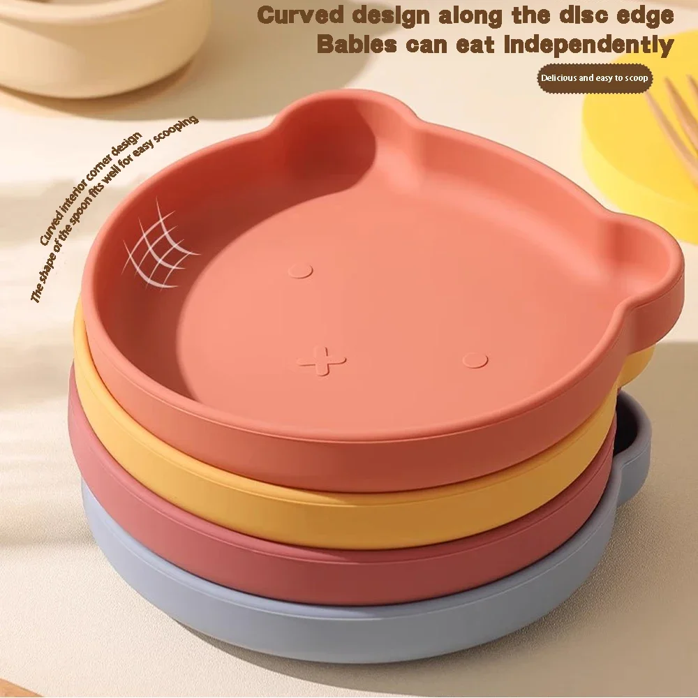 Silicone tableware set children cartoon dinner plate water cup fork spoon baby auxiliary food bowl baby silicone bowl 2