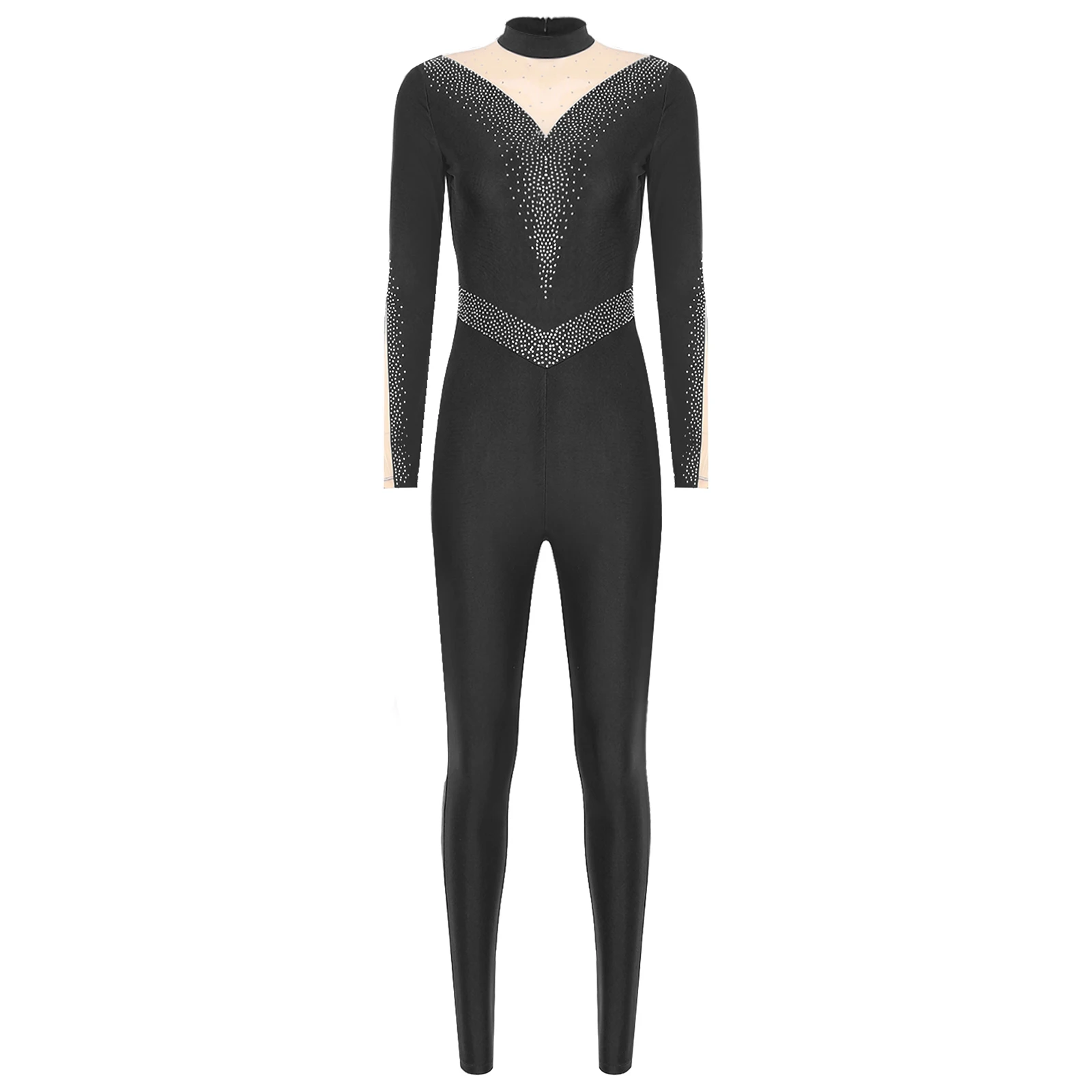 Damen Gymnastik-Ballett-Trikots, Eiskunstlauf-Tanzkostüm, Strampler, Body, glitzernde Strasssteine, figurbetont, Ganzanzug, Overalls – Detail 17