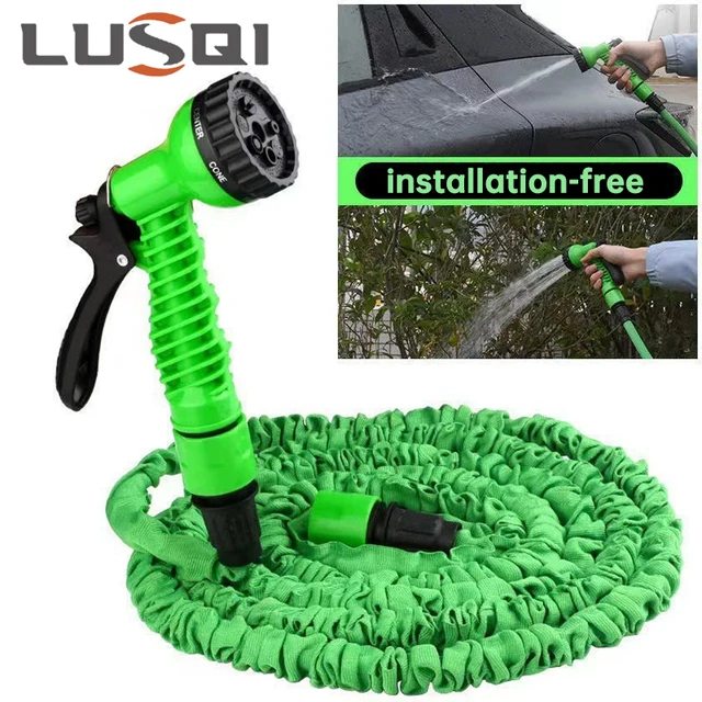 LUSQI 25FT-100FT Expandable Magic Hose High Pressure Multifunctional Water Hose For Car Cleaning Garden Irrigation Spray Gun