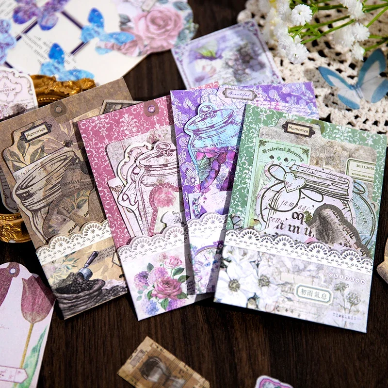 

40Pieces Memo Material literary flower hand decorative stickers message collage Writing Pad pack 120*85MM stationery