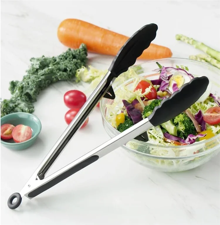Silicone Kitchen Tongs - Non-Stick BBQ  Salad Serving Utensils