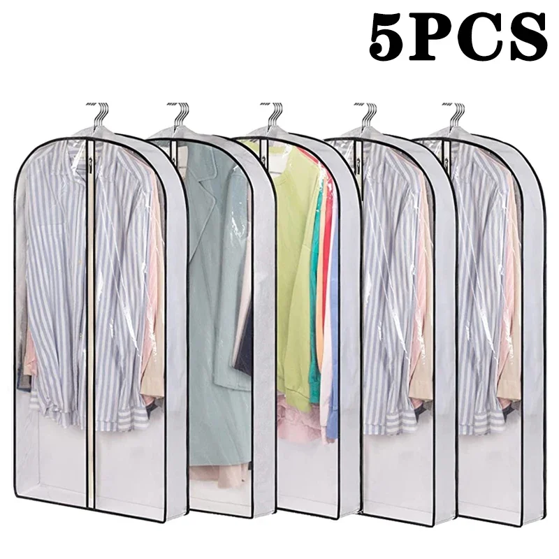 thumbnail image 1 of 1-10 piezas de funda antipolvo para ropa, bolsa para colgar ropa, funda para traje impermeable transparente para el hogar, funda antipolvo envolvente y lavable, 1 of 5