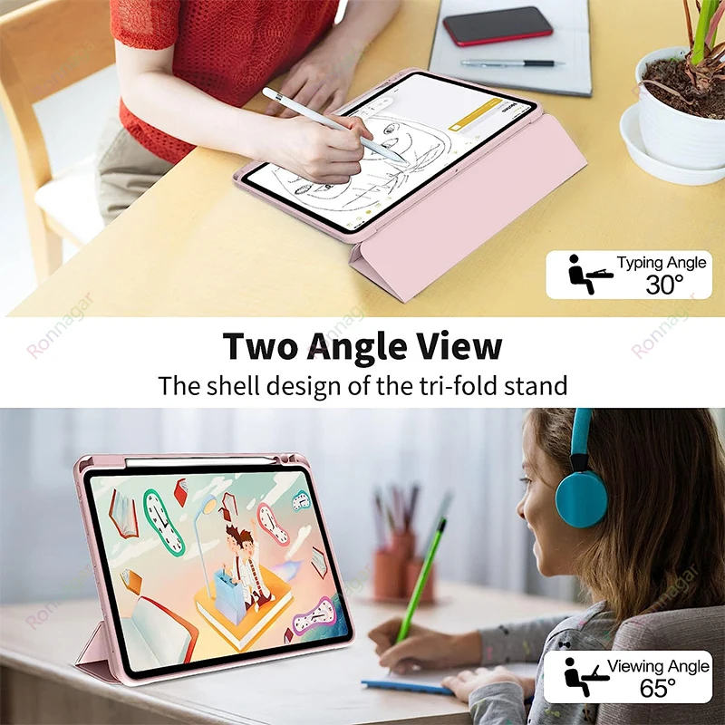 Per Ipad Pro Custodia Da 12.9 Pollici Con Portamatite 2022/2021/2020 Smart Cover A Tre Ante Per Ipad Pro 11 2018-2022 Ipad 10Th Air5 Air 4