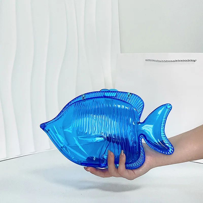 

Women's Transparent Acrylic Banquet Bag Fish Shaped Large Capacity Women's Wallet Sparkling Wedding Party Crossbody Bag
