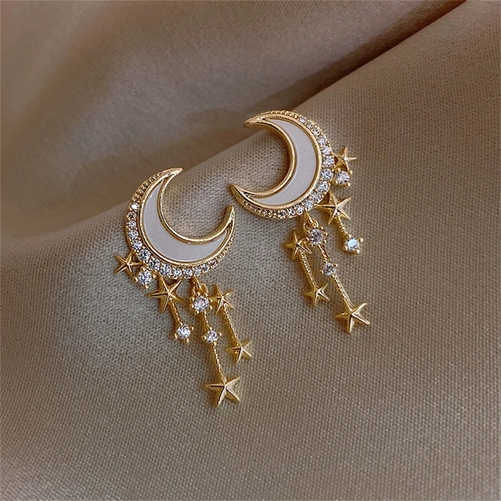 

NCEE New Irregular Star Moon Earrings Exquisite Fashion Personality Simple Zircon Temperament Women Earrings Party Gift Jewelry