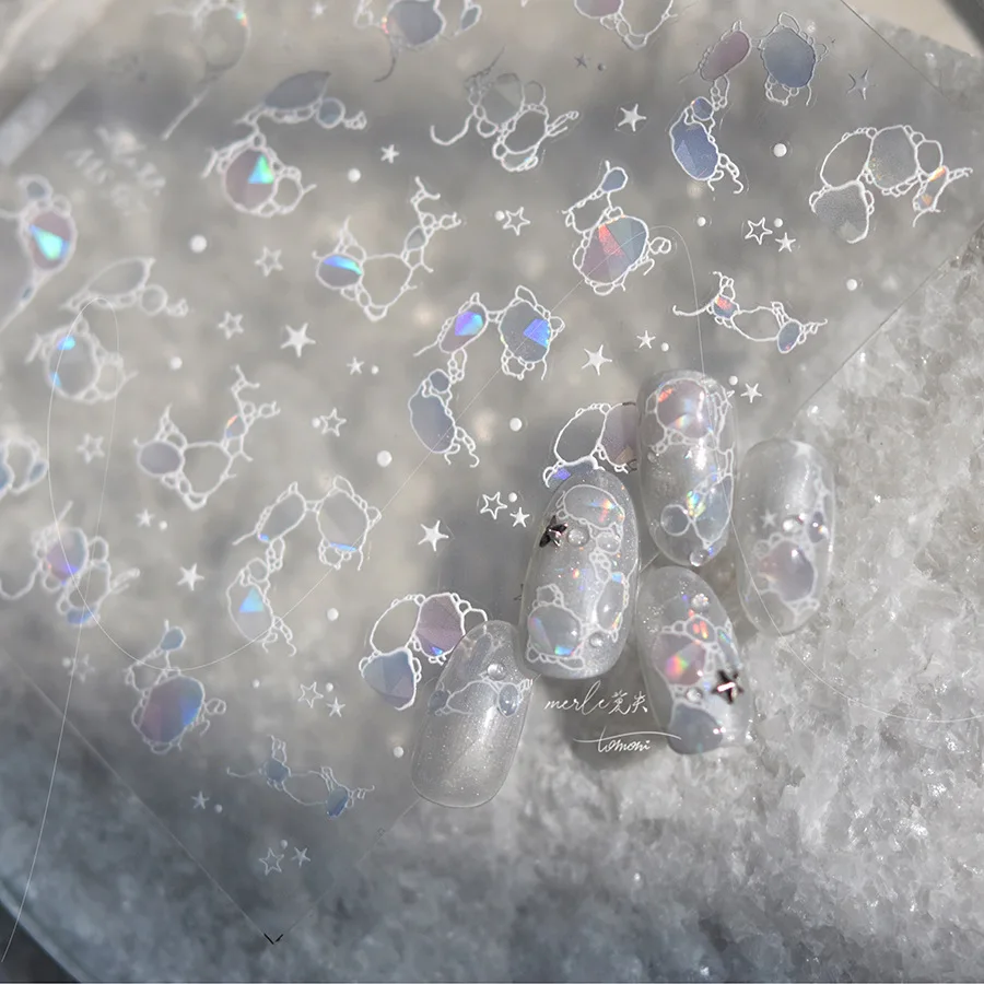 

1pcs Flash Water Ripple Shell Light Nail Stickers Summer Elegant Design Nail Art Decoration Decals DIY Manicure Stickers Parts