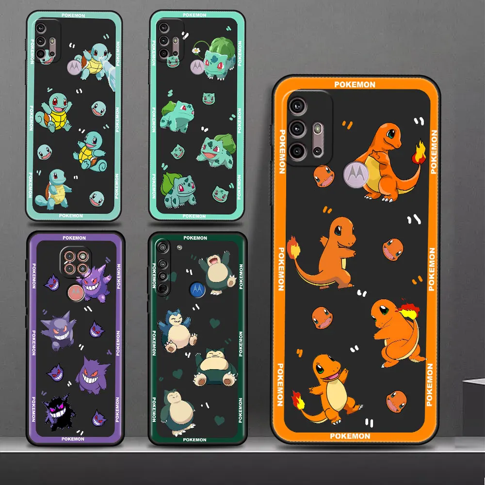 Cartoon Pokemon Gengar Custodia Di Lusso Nera Carina Per Motorola Moto G22 G30 G50 4G Edge 20 Pro One Fusion G52 30 Neo G9 Plus Cover