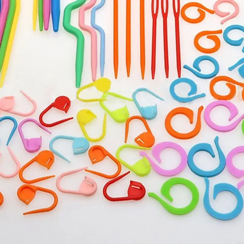 LXAD 53Pcs Plastic Crochet Hooks Stitch Markers Counter Knitting Needles Tools Set