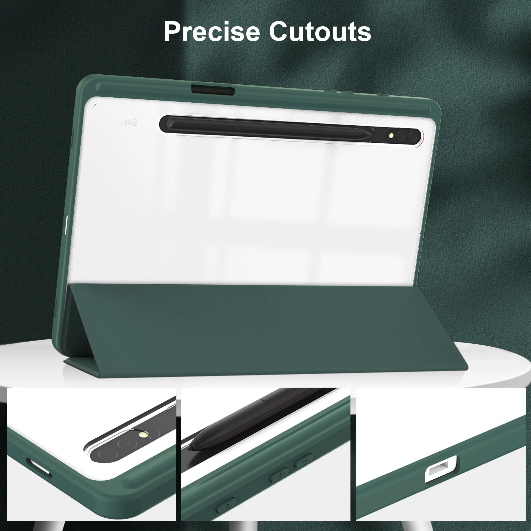 Acrylic Transparent Back Tablet Case with Pencil Holder