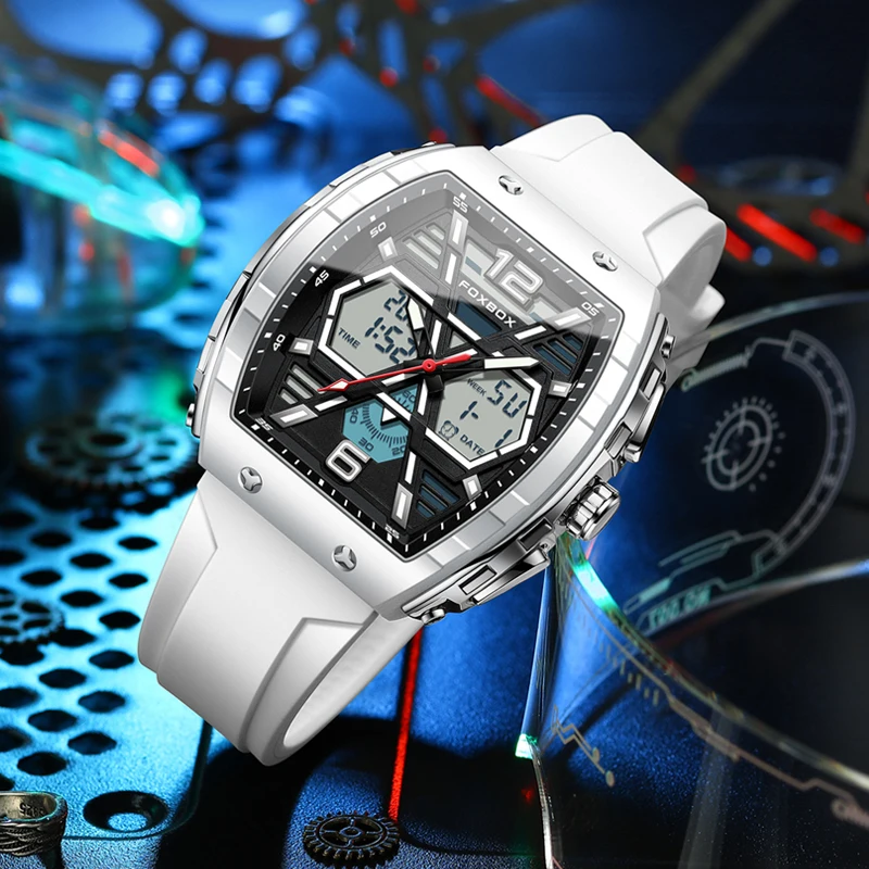 LIGE Top Brand Men's Watches Luxury Square Quartz Watch 5Bar Waterproof Luminous Chronograph Dual Display Watch Men Date Clock 4