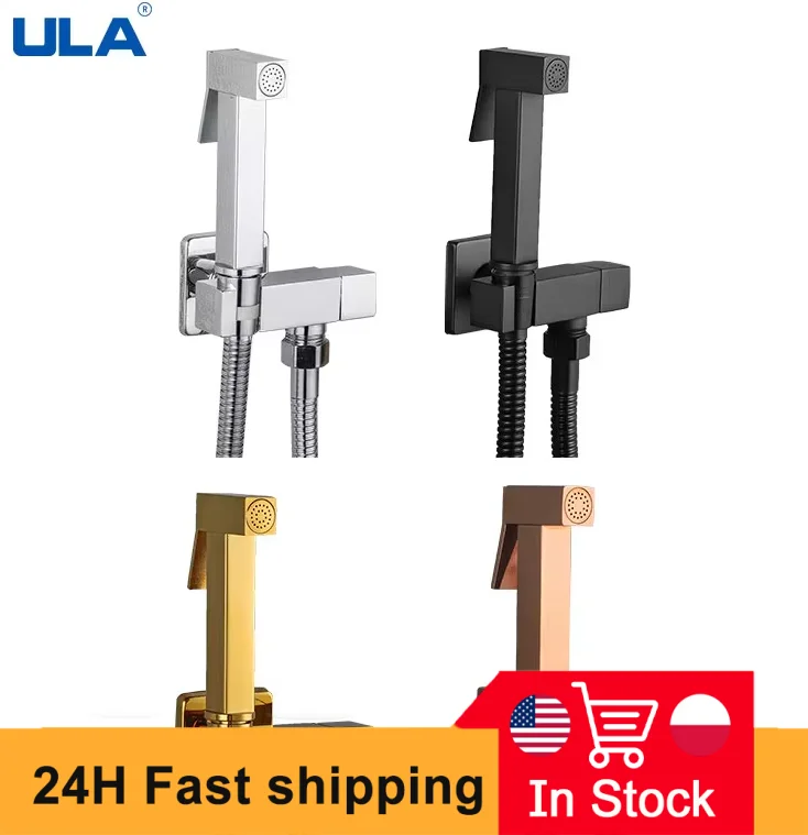 Brass Bidet Faucet Gold Handheld Toilet Bidet Sprayer Hygienic Shower Toilet Faucets Single Cold Water Tap Self Cleaning