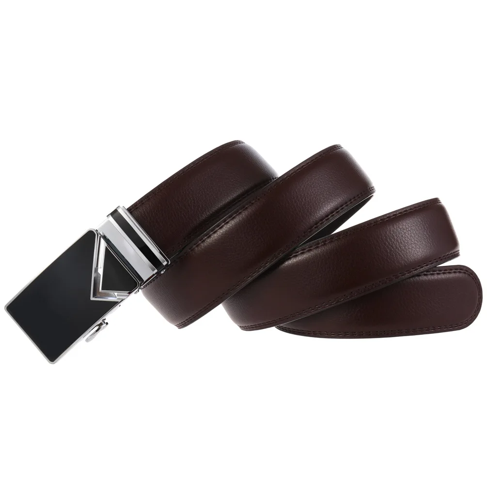 Neuankömmling Weiß & Schwarz Männer Gürtel Automatische Legierung Schnalle Männlichen Echtes Rindsleder Leder Golf Gürtel Plus Größe 130cm_voghion.com