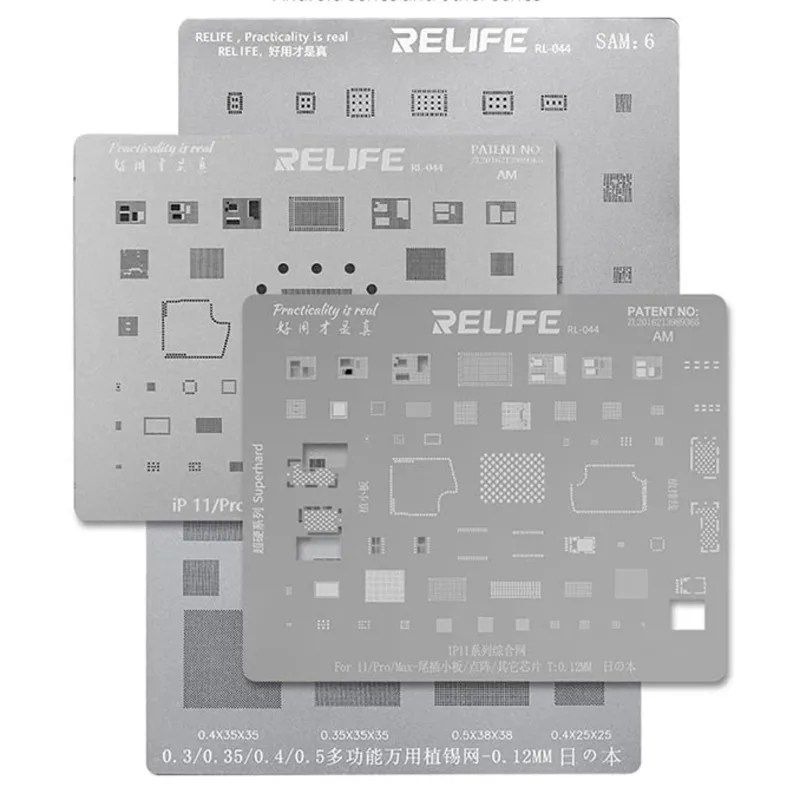 

RELIFE RL-044 Dot MatrixLCD экран кабель IC Chip Tin шаблон прецизионный BGA Reball трафарет для IPhone 11 11pro 11promax