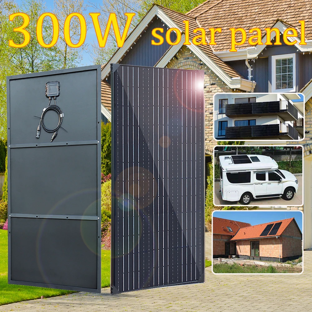 300w 150w 12v panel solar aluminio marco kit completo techo casa balcón sistema de energía camper coche RV EU almacén DHL envío