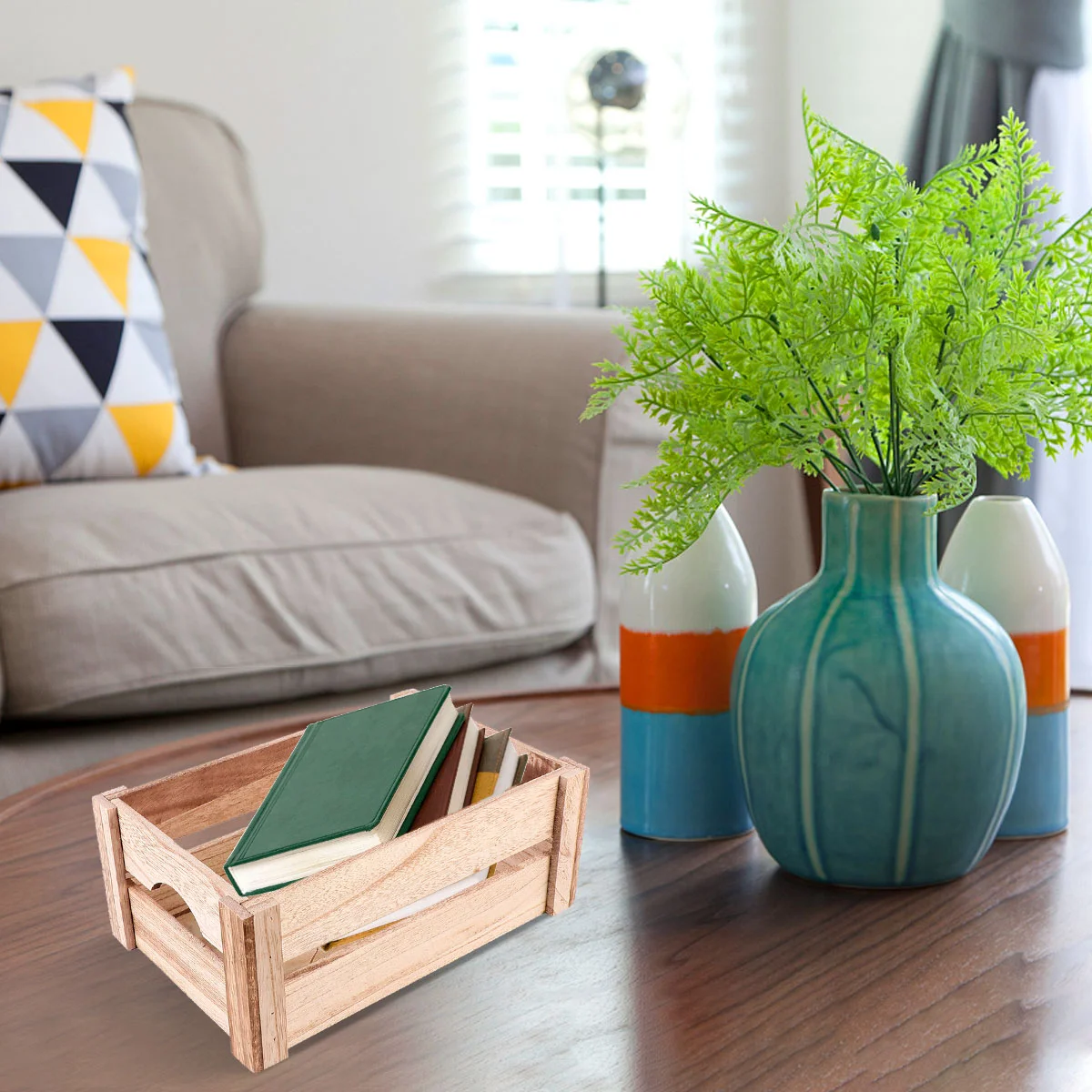 

Wood Storage Box Vintage Wood Storage Basket Wooden Storage Organizer For Home Brown
