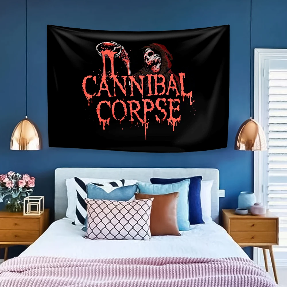 Tapestry Decorations Heavy Metal Band Tapestry Cannibal Corpse Rock Music Home Decor Aesthetics Wall Hanging Covering Cloth Dormitory Background