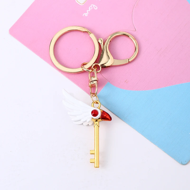 Mode Anime Card Captor Sakura Schlüsselbund Kinomoto Sakura Stern Zauberstab Anhänger Halskette für Frauen Männer Kinder Schmuck Zubehör – Detail 6