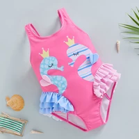 New Fashion Toddler Girls Summer Jumpsuit Bikini Flamingo Little Fish Print Sleeveless Ruffle Swimsuit 18 Months-6 Years 4