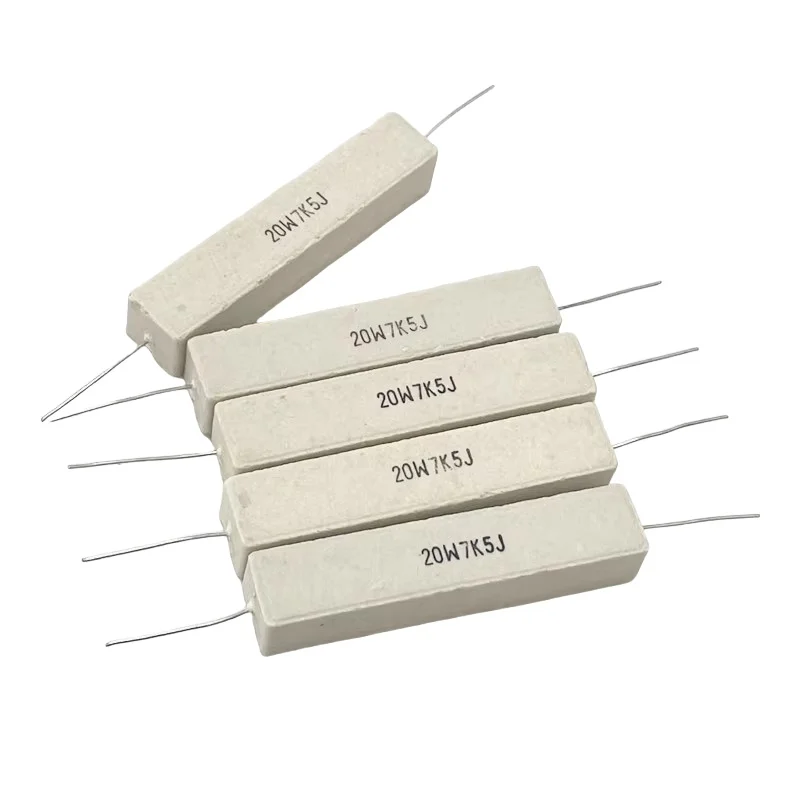 Cement resistance 20W horizontal 0.1R/0.47/2/4/3/5/6.8//10/47/100 ohms/1K/10K 5PCS