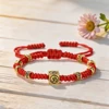 Bracelet tressé vintage Om avec perles carrées, fait main, réglable, porte-bonheur et protection, pour femmes, hommes, couples, bijou de poignet, cadeau
