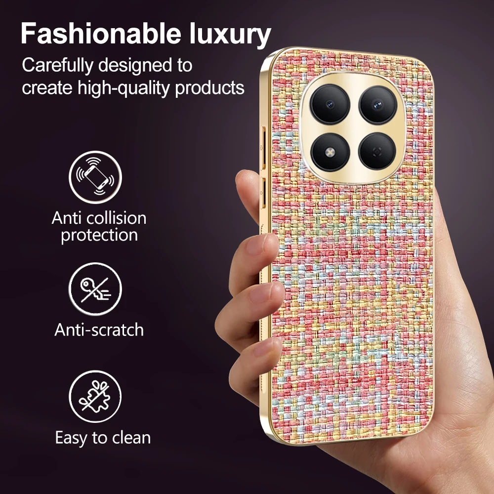 Luxury Electroplated Woven Grain Frosted Finish Phone Case