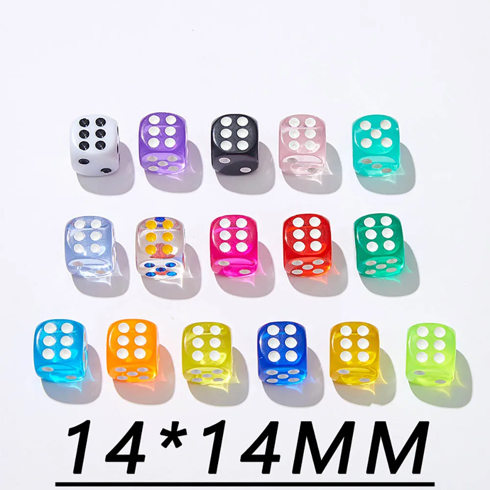 

10PCS Plastic/Resin Dice Multi-color Mixed Resin Accessories 6 Sided Portable Table Games Dice Party Game Cubes Digital Dices