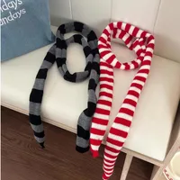 2024 Women Harajuku Cotton Scarves Y2k Black Grey Stripe Long Scarves 180cm Thin Long Decorative Neckerchief Fashion Streetwear - Image 5