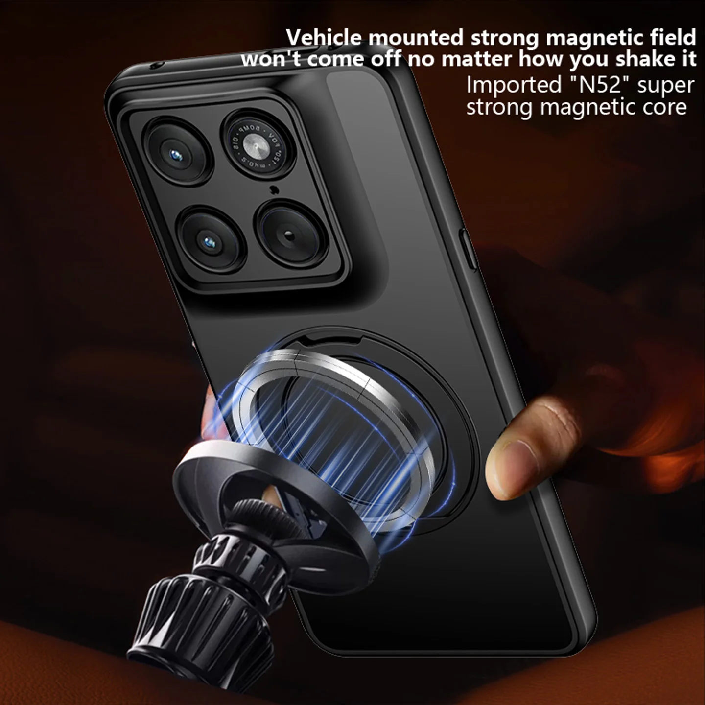 360-Degree Rotating Matte Case with Magnetic Shockproof Protection