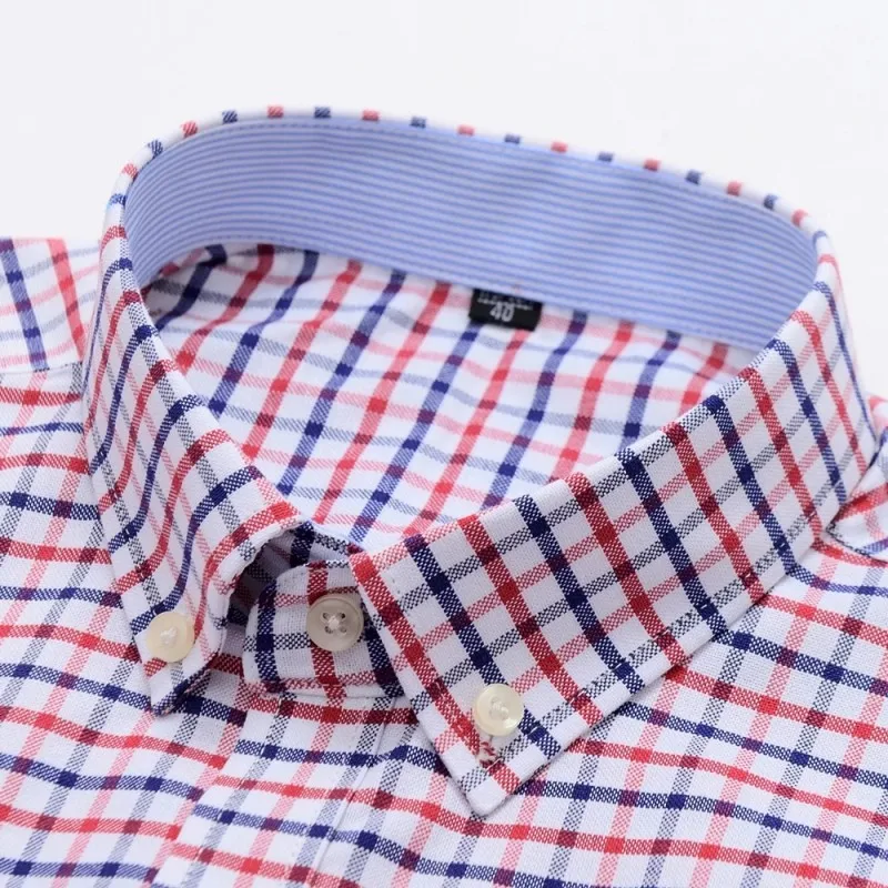 Men Short Sleeve Cotton Oxford Shirts Size S -7XL Summer Business Casual