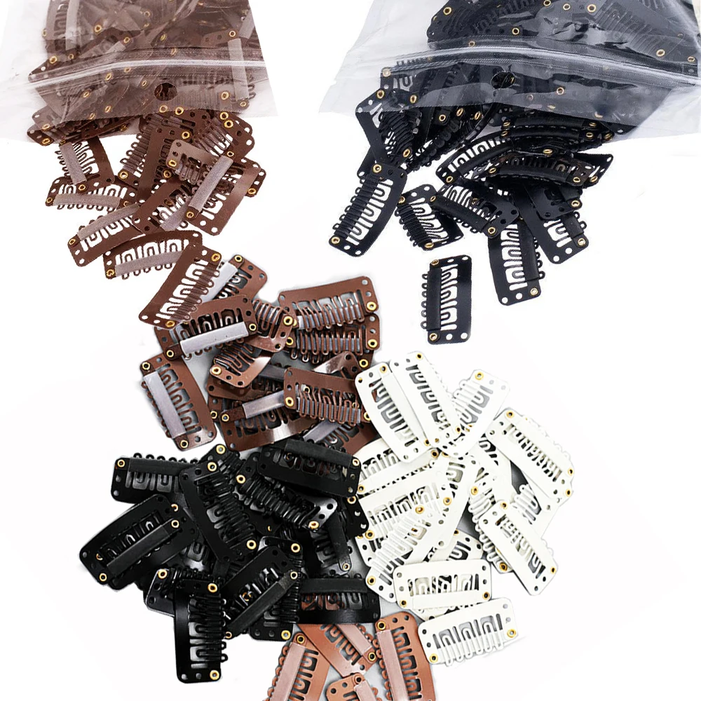 Hot Sale Wig Comb Clips Extension Clips Snap Hair Extension Clips For Women 32mm Black/Coffee Clip crystal duckbill clips plastic french hair clips for women alligator clip duckbill girls hair claw clips jaw for styling hair