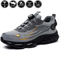 Durable Steel Toe Safety Shoes with Rotating Fastener for All - Day Comfort (Grey)