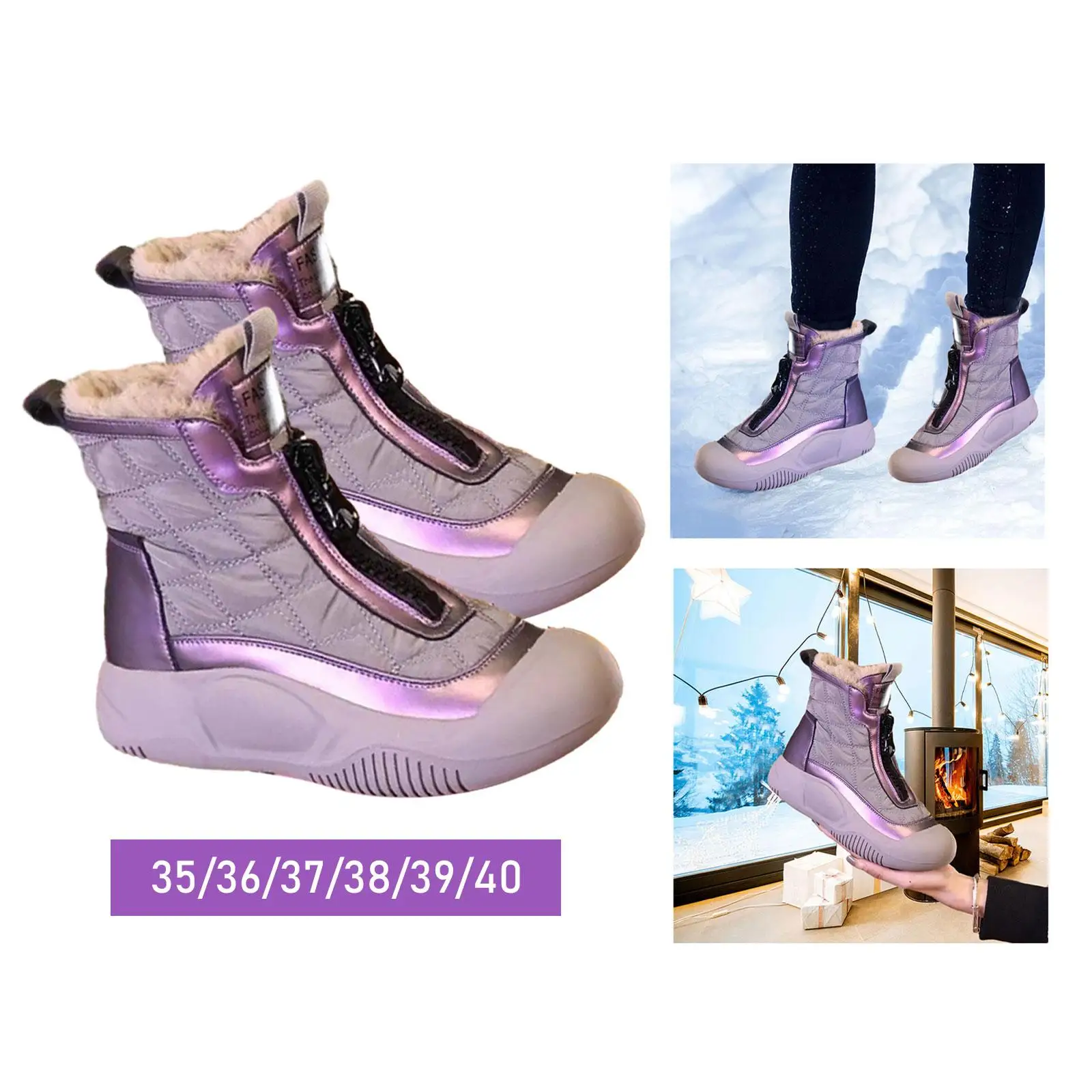 Womens Winter Snow Boots Autumn Shoes Comfortable Lightweight Footwear Warm Lined Shoes Booties for Trekking Work Winter Outdoor